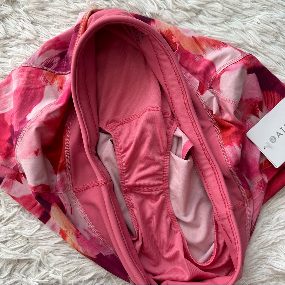 Athleta Run With It 3.5" Running Shorts Pink Floral Print NWT M - Picture 5 of 11